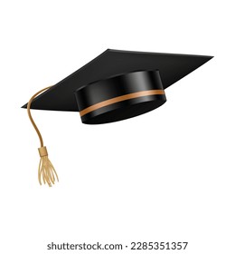 high school or university cap isolated on white background