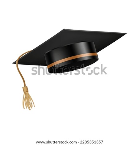 high school or university cap isolated on white background