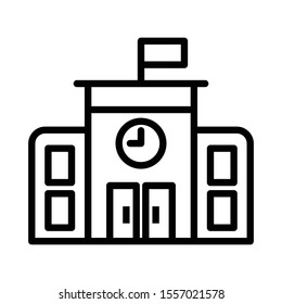 High school vector outline icon in black color