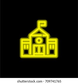High school yellow glowing neon ui ux icon. Glowing sign logo vector