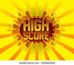 high score, beautiful greeting card background or banner with neon box theme. design illustration