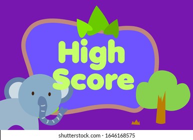 high score, beautiful greeting card background or template banner with cute baby animal character theme. vector design illustration