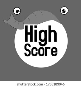 high score, beautiful greeting card background or banner with cute elephant theme. vector illustration