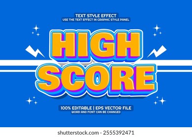 High Score Game Editable text Effect 3D Cartoon style