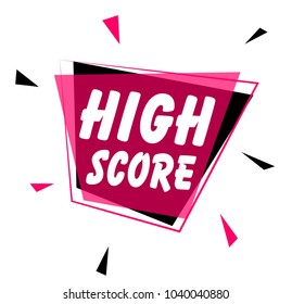 High Score, Greeting Card Or Sign With Pink Label