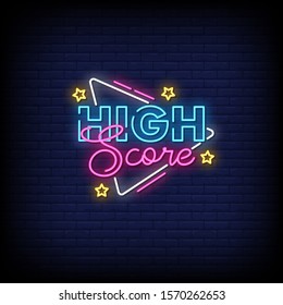 High Score Neon Signs Style Text Vector