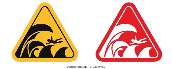 High sea wave danger warning about risk of strong tidal waves and drowning