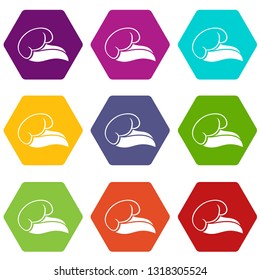 High sea wave with foam icons 9 set coloful isolated on white for web