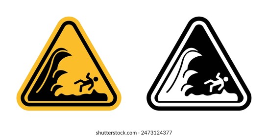 High sea waves warning indicating risk of strong currents and drowning