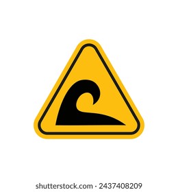 High Sea Waves Warning Sign Vector Line Icon illustration.