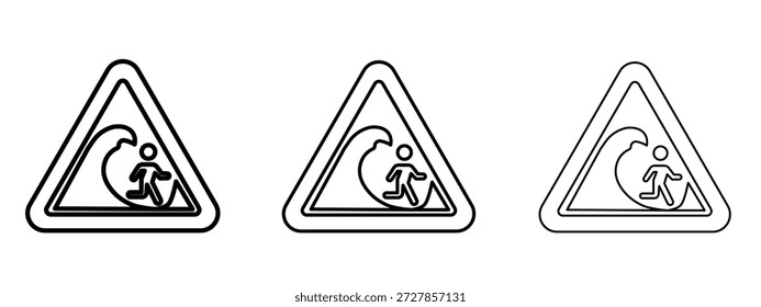 Olas de alta mar signo de advertencia Vector Logo Diseño Plantilla. Gráficos de trazo editables.