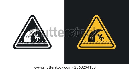 High sea waves warning sign pack for app and website ui designs.