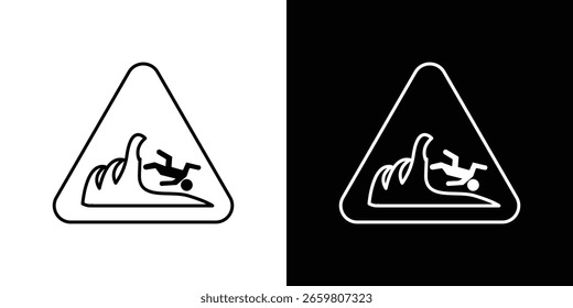 High sea waves warning signs design. Thin graphic elements vector illustration