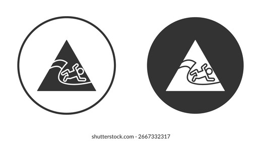 Las olas de alta mar advierten a los Iniciar sesión de las versiones de diseño plano de moda en blanco y negro.