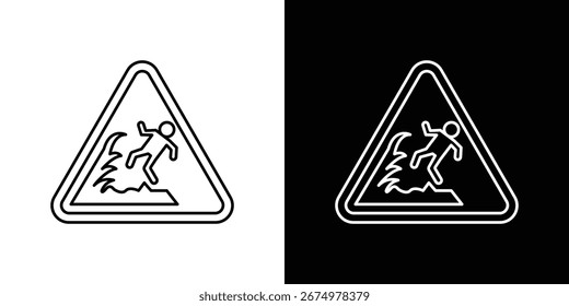 High sea waves warning signs set,vector and illustration