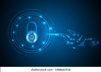 high security from cyber attack. digital technology abstract background.