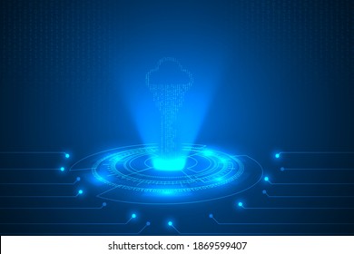 High Security With Digital Key Protection Technology Abstract. Digital Code And Binary With Circuit Lines On Background.