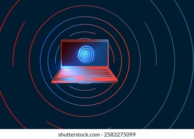 High security and privacy protection technology with fingerprint scan abstract.