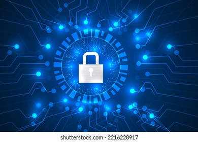 alta seguridad y protección por tecnología padlock fondo abstracto. código binario con líneas de circuito fondo abstracto de la privacidad de la innovación.