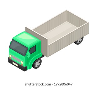 High Sided Truck or Lorry as Motor Vehicle and Urban Transport for Transporting Cargo Isometric Vector Illustration