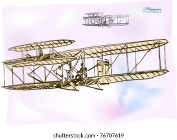 High sky airplanes hand drawing