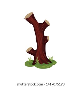 High snag on the meadow. Vector illustration on white background.