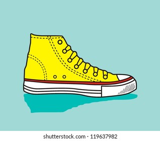High sneaker drawn in a sketch style.