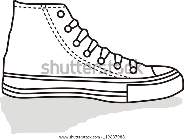 High Sneaker Drawn Sketch Style Stock Vector (Royalty Free) 119637988