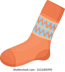 High sock icon. Casual warm cartoon footwear isolated on white background