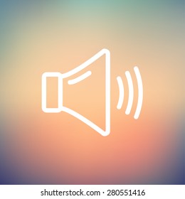 High speaker volume icon thin line for web and mobile, modern minimalistic flat design. Vector white icon on gradient mesh background.