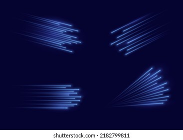 Hohe Geschwindigkeit. Abstraktes Technologie-Hintergrund Konzept.Motion-Geschwindigkeit und Unschärfe. Glühende weiße Geschwindigkeitslinien. Dynamische Linien oder Strahlen. Lichtspurwelle, Feuerbahnlinie. Drehglühlenkurve