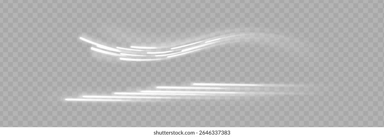High speed. Abstract technology background concept. Motion speed and blur. Glowing white speed lines. Dynamic lines or rays. Light trail wave