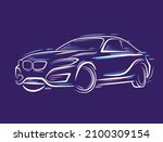 high speed car on line art vector