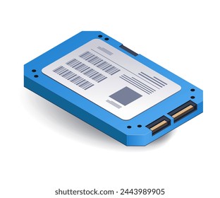 High speed computer SSD flat isometric 3d illustration