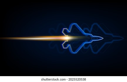 Concepto de alta velocidad. Avión de combate en forma de fondo de tecnología Arrow Light out Hikech concepto de comunicación fondo de innovación, diseño vectorial
