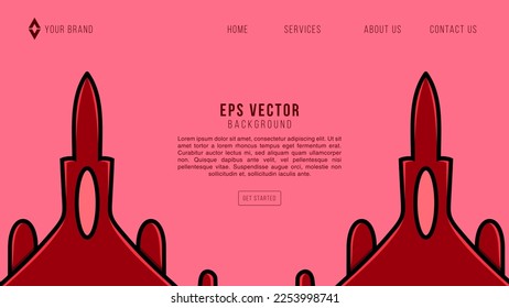 High speed concept. Fighter jet in the form of Arrow Light out technology background Hitech communication concept innovation red background, vector design