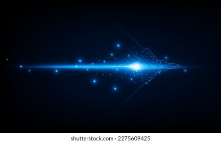 High speed concept. Fighter jet in the form of Arrow Light out technology background Hitech communication concept innovation background, vector design