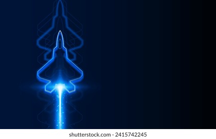 Concepto de alta velocidad. Avión de combate en forma de fondo de tecnología Arrow Light out Hikech concepto de comunicación fondo de innovación, diseño vectorial