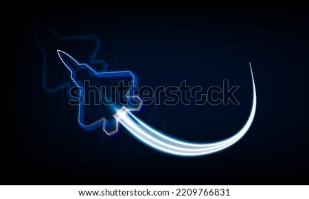 High speed concept. Fighter jet in the form of Arrow Light out technology background Hitech communication concept innovation background, vector design