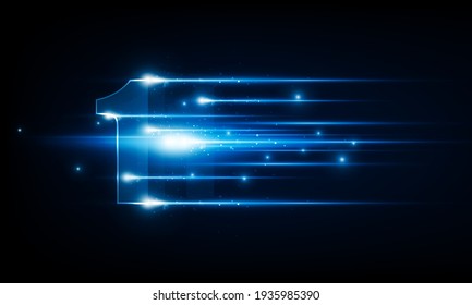 High speed concept. number one in the form of Arrow Light out technology background Hitech communication concept innovation background, vector design
