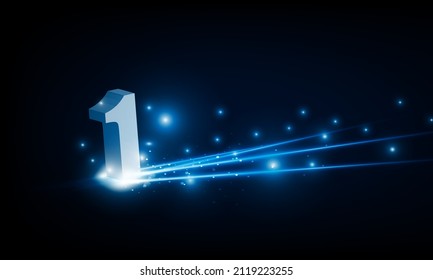 High speed concept. number one in the form of Arrow Light out technology background Hitech communication concept innovation background, vector design