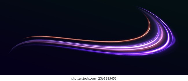 High speed concept in technological blue purple colors. Illustration of light ray, stripe line with blue light, speed motion background.	