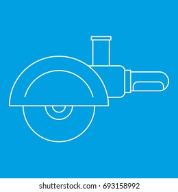 High speed cut off machine icon blue outline style isolated vector illustration. Thin line sign