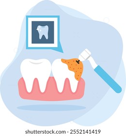 concepto de airotor de taladro dental de alta velocidad, patología dental Cirugía dental Cabezal Trabajo Vector de color de diseño de iconos, símbolo de odontología, signo de atención médica, instrumento dental ilustración