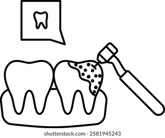 high speed dental drill airotor concept, tooth pathology Dental surgical Headpiece Working vector icon design, Dentistry symbol, Healthcare sign, Dental instrument illustration