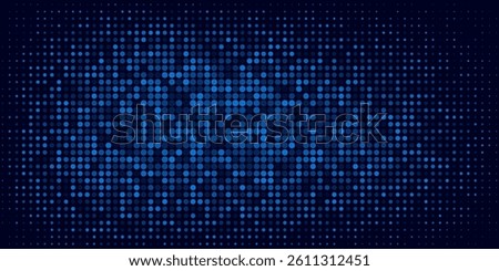 High speed dot moving technology concept. stripes halftone with blue light. speed movement pattern and motion blur over dark blue background. Vector Illustration.