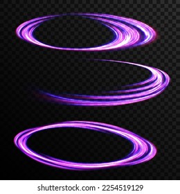 High speed effect motion blur night lights blue and red. Futuristic neon light line trails. bright sparkling background. Purple glowing wave swirl, impulse cable lines. Long time exposure. Vector	