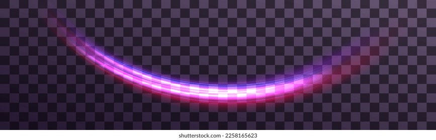 High speed effect motion blur night lights blue and red. Futuristic neon light line trails. bright sparkling background. Purple glowing wave swirl, impulse cable lines. Long time exposure. Vector	