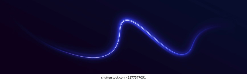 High speed effect motion blur night lights blue and red. Magic shining neon light line trails. Luminous bright background. Purple glowing wave swirl, impulse cable lines. Long time exposure. Vector
