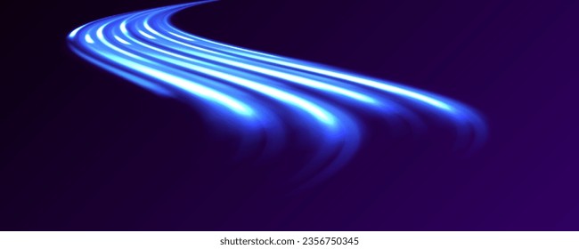 El movimiento de efecto de alta velocidad borrosa noche luces azules y rojas. Resumen del fondo de las líneas brillantes de color neón. Vector futurista de fondo neón vacío.